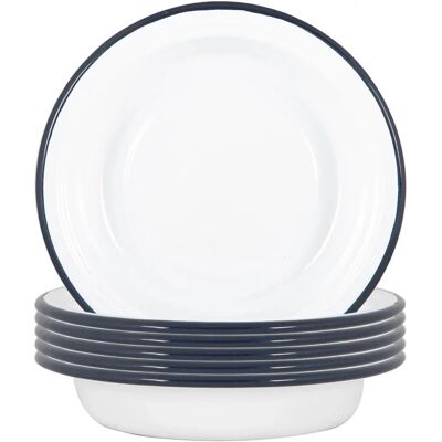 Argon Tableware - White Enamel Deep Bowls - Navy Argon Tableware - White Enamel Deep Bowls - Navy