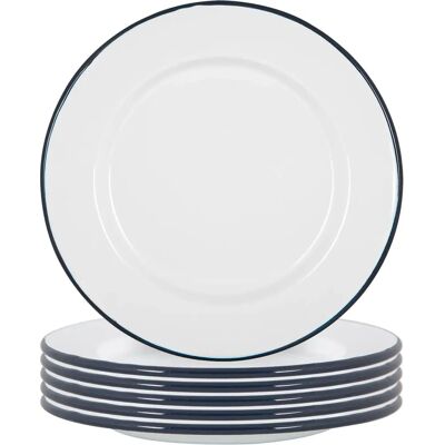 Argon Tableware - White Enamel Plate - 25.5 cm - Blue - Dinner Plate Argon Tableware - White Enamel Plate - 25.5 cm - Blue - Dinner Plate