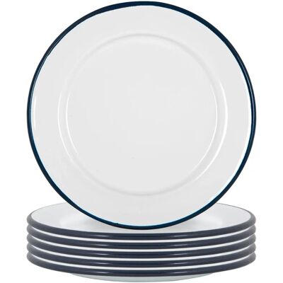 Argon Tableware - White Enamel Plate - 20cm - Blue - Plate Argon Tableware - White Enamel Plate - 20cm - Blue - Plate