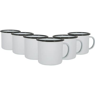 Argon Tableware - White Enamel Mugs - 375ml - Pack of 6 - Mugs Argon Tableware - White Enamel Mugs - 375ml - Pack of 6 - Mugs