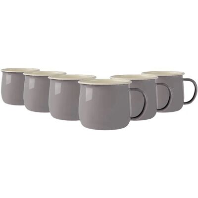 Argon Tableware - Pastel Enamel Belly 375ml - Grey - Mugs Argon Tableware - Pastel Enamel Belly 375ml - Grey - Mugs