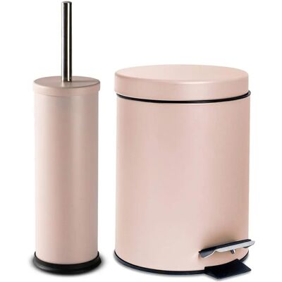 Harbour Housewares 2 Piece 3 Litre Bathroom Pedal Bin & Toilet Brush Set - Matte Pink Harbour Housewares 2 Piece 3 Litre Bathroom Pedal Bin & Toilet Brush Set - Matte Pink