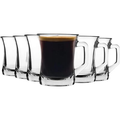 LAV Zen+ Glass Coffee Mug Set - Modern Style Square Handle - 225ml LAV Zen+ Glass Coffee Mug Set - Modern Style Square Handle - 225ml
