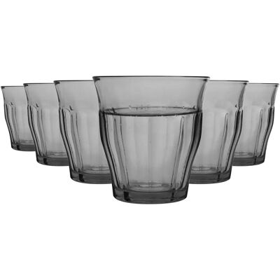 Duralex Picardie 250ml grey 6-piece drinking tumbler glass set Duralex Picardie 250ml grey 6-piece drinking tumbler glass set