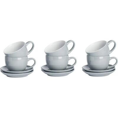 Argon Tableware Grey Cappuccino Cup and Saucer Set - 12 Piece Argon Tableware Grey Cappuccino Cup and Saucer Set - 12 Piece