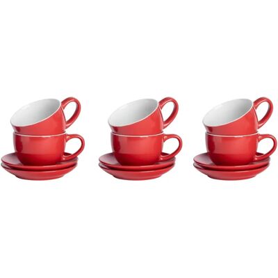 Argon Tableware Red 12pc Cappuccino Set - Porcelain Cups Argon Tableware Red 12pc Cappuccino Set - Porcelain Cups