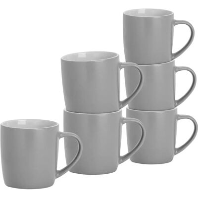 Argon Tableware Grey 6-Piece Matt Mug Set - Porcelain Coffee Cups Argon Tableware Grey 6-Piece Matt Mug Set - Porcelain Coffee Cups