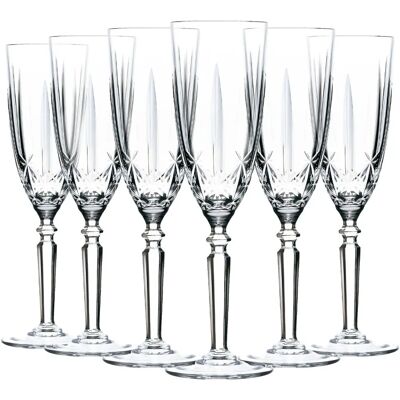 RCR Crystal Orchestra Champagne Flutes - 200ml - Set of 6 RCR Crystal Orchestra Champagne Flutes - 200ml - Set of 6