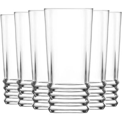 LAV Elegan Highball Glasses Set - Ridged 335ml - Clear LAV Elegan Highball Glasses Set - Ridged 335ml - Clear