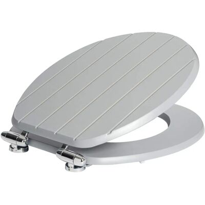 Harbour Housewares Grey Soft Close Grooved Wooden Toilet Seat - Toilet Seat Harbour Housewares Grey Soft Close Grooved Wooden Toilet Seat - Toilet Seat