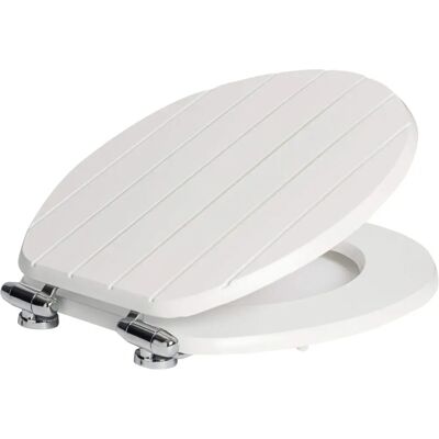 Harbour Housewares White Wooden Soft Close Toilet Seat - Grooved Lid Harbour Housewares White Wooden Soft Close Toilet Seat - Grooved Lid