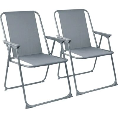 Chaise de plage pliante en métal gris Harbour Housewares - Lot de 2 - Publicité Chaise de plage pliante en métal gris Harbour Housewares - Lot de 2 - Publicité