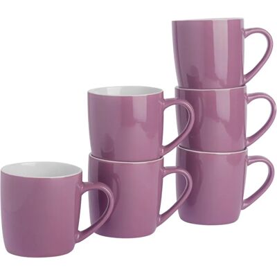Argon Tableware Mug Set - 6 Purple Ceramic Cups - 350ml Argon Tableware Mug Set - 6 Purple Ceramic Cups - 350ml
