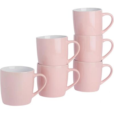 Argon Tableware Pink Ceramic Mug Set - 6pc - Contemporary - 350ml Argon Tableware Pink Ceramic Mug Set - 6pc - Contemporary - 350ml
