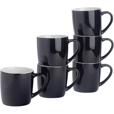 Argon Tableware Black Ceramic Mug - 350ml - Set of 6 Argon Tableware Black Ceramic Mug - 350ml - Set of 6