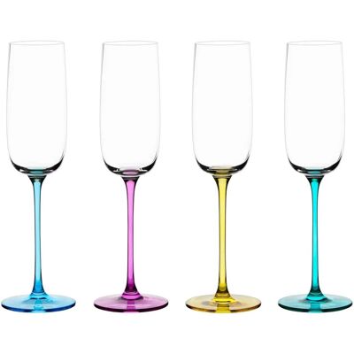 Anton Studio Designs Gala Flute Glasses - Set of 4, 200ml, Assorted Anton Studio Designs Gala Flute Glasses - Set of 4, 200ml, Assorted