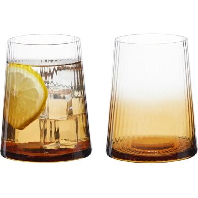 Anton Studio Designs Empire Amber Tumblers Set of 2 - Glassware Anton Studio Designs Empire Amber Tumblers Set of 2 - Glassware