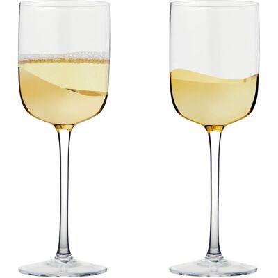 Anton Studio Designs Wave Set of 2 Gold Wine Glasses - Wine Glasses, 400ml Anton Studio Designs Wave Set of 2 Gold Wine Glasses - Wine Glasses, 400ml