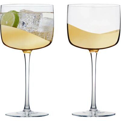 Anton Studios Wave Gin Glasses - Gold - 550ml - Set of 2 Anton Studios Wave Gin Glasses - Gold - 550ml - Set of 2
