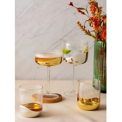 Anton Studio Designs Wave Double Old Fashioned Glass Tumblers - Set of 2 Anton Studio Designs Wave Double Old Fashioned Glass Tumblers - Set of 2
