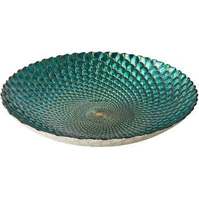 Anton Studio Designs Peacock Glass Round Bowl - 41cm Anton Studio Designs Peacock Glass Round Bowl - 41cm