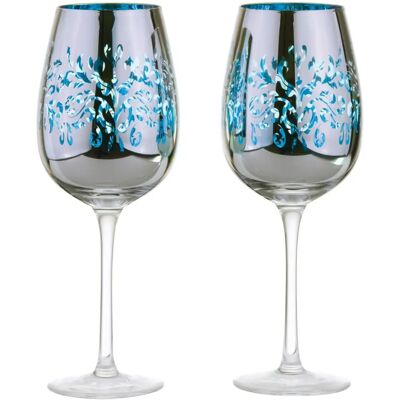 Artland Filigree Blue Wine Glasses Set of 2 - Wine Glasses Artland Filigree Blue Wine Glasses Set of 2 - Wine Glasses