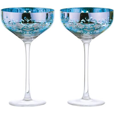 Artland Filigree Blue Champagne Saucers - Set of 2 Artland Filigree Blue Champagne Saucers - Set of 2