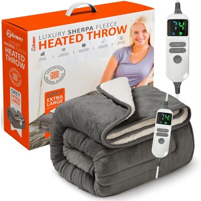 Wärmer Electric Heated Throw - Extra Large - Sherpa Fleece - 9 Heat Settings Wärmer Electric Heated Throw - Extra Large - Sherpa Fleece - 9 Heat Settings