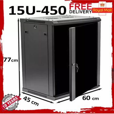 Comms2go Black 15u 19" Wall Network Cabinet - Data Rack Comms2go Black 15u 19" Wall Network Cabinet - Data Rack