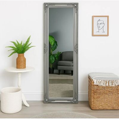 Melody Maison - Tall Silver Ornate Mirror - 47x142 cm Melody Maison - Tall Silver Ornate Mirror - 47x142 cm