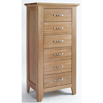 Hallowood Furniture - Tallboy 6-Drawer Oak - Storage Hallowood Furniture - Tallboy 6-Drawer Oak - Storage