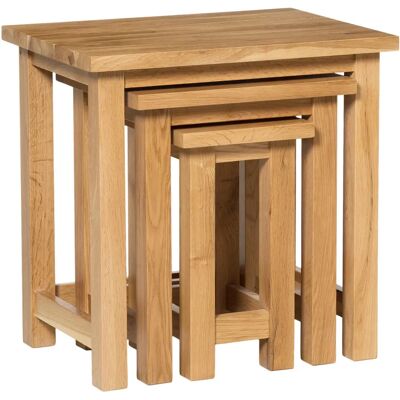 Hallowood Furniture - Nest Tables - Solid Oak - 3 Tables - Nest Of Tables Hallowood Furniture - Nest Tables - Solid Oak - 3 Tables - Nest Of Tables
