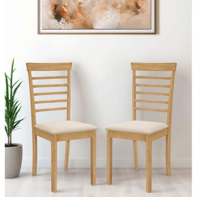 Hallowood - Oak Dining Chair - Light Oak - Cream Seat - Dining chair Hallowood - Oak Dining Chair - Light Oak - Cream Seat - Dining chair