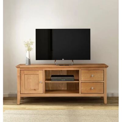 Hallowood Furniture - Large Oak TV Stand - Light Oak Hallowood Furniture - Large Oak TV Stand - Light Oak