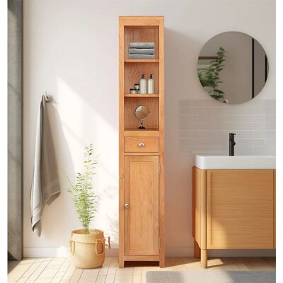 Hallowood Furniture - Tall Oak Cabinet - Oak Finish Hallowood Furniture - Tall Oak Cabinet - Oak Finish