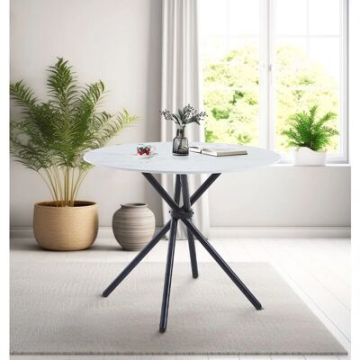 Hallowood Furniture - Cullompton Marble Round Dining Table Hallowood Furniture - Cullompton Marble Round Dining Table