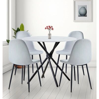 Hallowood Furniture - Dining Set - Round Marble Table Hallowood Furniture - Dining Set - Round Marble Table