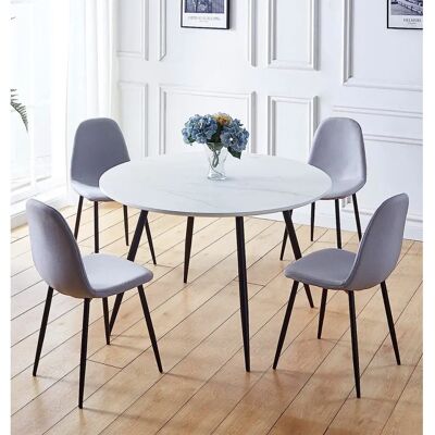 Hallowood Furniture - Marble Round Table 120cm - Dining Set Hallowood Furniture - Marble Round Table 120cm - Dining Set