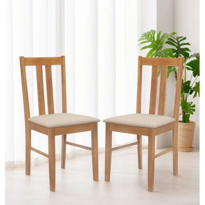 Hallowood - X2 Light Oak Chairs - Cream Fabric Seat - Dining Chairs Hallowood - X2 Light Oak Chairs - Cream Fabric Seat - Dining Chairs