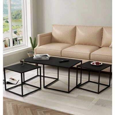 Hallowood Furniture Bewdley Black Metal Nesting Tables - 3pc Hallowood Furniture Bewdley Black Metal Nesting Tables - 3pc