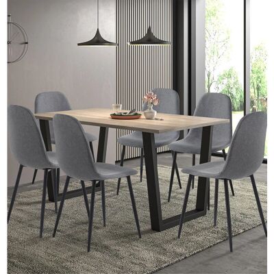 Hallowood Furniture - DiningSet - Dark Grey - 6 chairs - Dining Set Hallowood Furniture - DiningSet - Dark Grey - 6 chairs - Dining Set