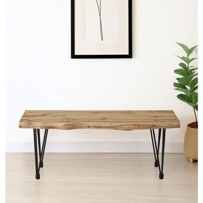 Hallowood Furniture Live Edge Dining Bench 110cm - engineered wood top - metal legs - Dining bench Hallowood Furniture Live Edge Dining Bench 110cm - engineered wood top - metal legs - Dining bench