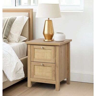 Hallowood Furniture - Oak Effect - 2-Drawer - Bedside Table Hallowood Furniture - Oak Effect - 2-Drawer - Bedside Table