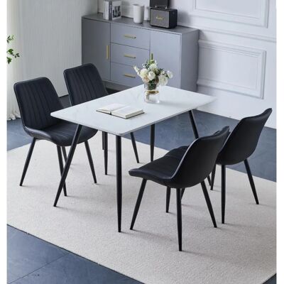 Hallowood Furniture - Cmt T203 Cha02blk4 - Marble Top - Dining Set Hallowood Furniture - Cmt T203 Cha02blk4 - Marble Top - Dining Set