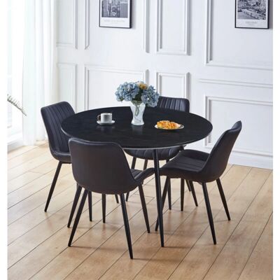Generic Dining Table Set Black Round 1.2m - 4 Chairs Generic Dining Table Set Black Round 1.2m - 4 Chairs