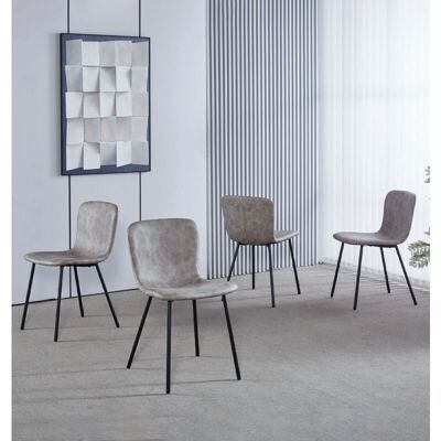 Hallowood Furniture - Taupe - Faux Leather - Metal Legs - Dining Chairs Hallowood Furniture - Taupe - Faux Leather - Metal Legs - Dining Chairs