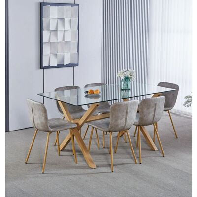 Hallowood - Table Set - Glass Top - Dining Set Hallowood - Table Set - Glass Top - Dining Set