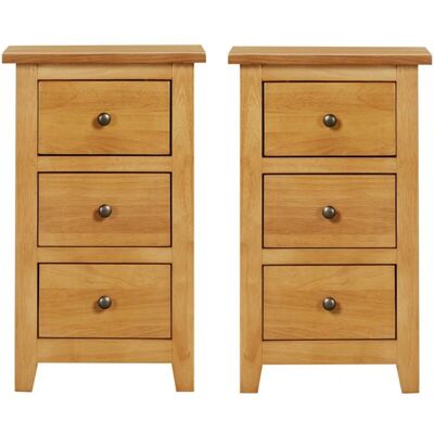 Hallowood - Aston 3 Drawer Bedside Table - Solid Wood - Bedside Table Hallowood - Aston 3 Drawer Bedside Table - Solid Wood - Bedside Table