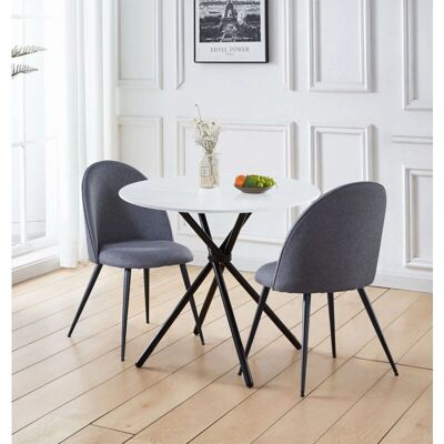 Hallowood Furniture - Dining Set - White Marble Round Table Hallowood Furniture - Dining Set - White Marble Round Table