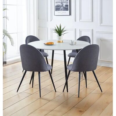 Hallowood - Round Table - White - Grey Chairs - Dining Set Hallowood - Round Table - White - Grey Chairs - Dining Set